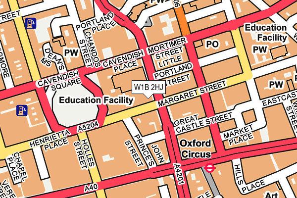 W1B 2HJ map - OS OpenMap – Local (Ordnance Survey)