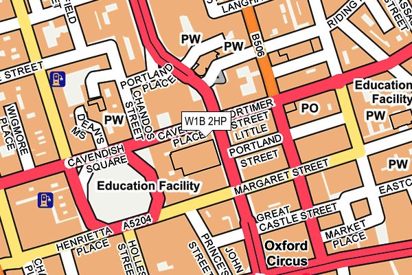 W1B 2HP map - OS OpenMap – Local (Ordnance Survey)