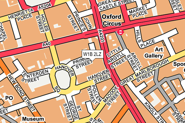 W1B 2LZ map - OS OpenMap – Local (Ordnance Survey)