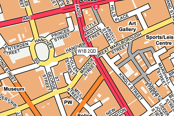 W1B 2QD map - OS OpenMap – Local (Ordnance Survey)