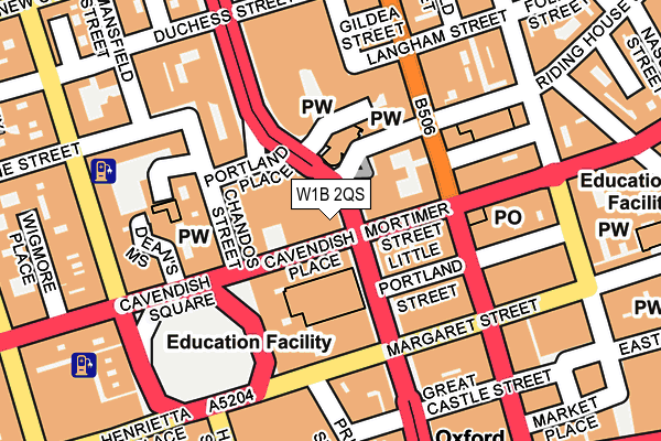 W1B 2QS map - OS OpenMap – Local (Ordnance Survey)