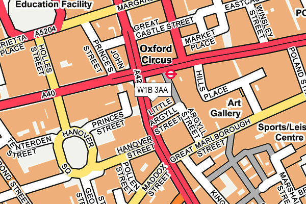 W1B 3AA map - OS OpenMap – Local (Ordnance Survey)