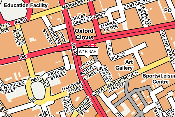W1B 3AF map - OS OpenMap – Local (Ordnance Survey)