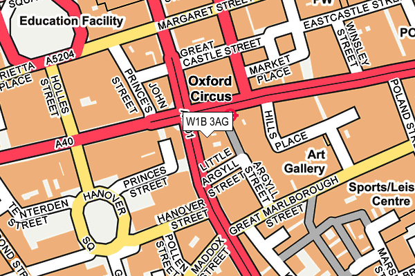 W1B 3AG map - OS OpenMap – Local (Ordnance Survey)