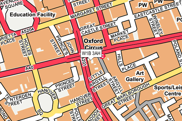 W1B 3AH map - OS OpenMap – Local (Ordnance Survey)