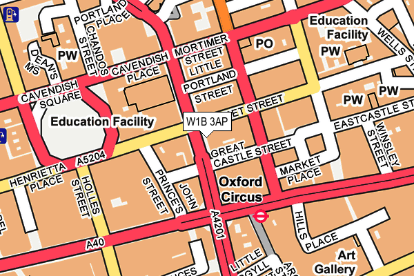 W1B 3AP map - OS OpenMap – Local (Ordnance Survey)