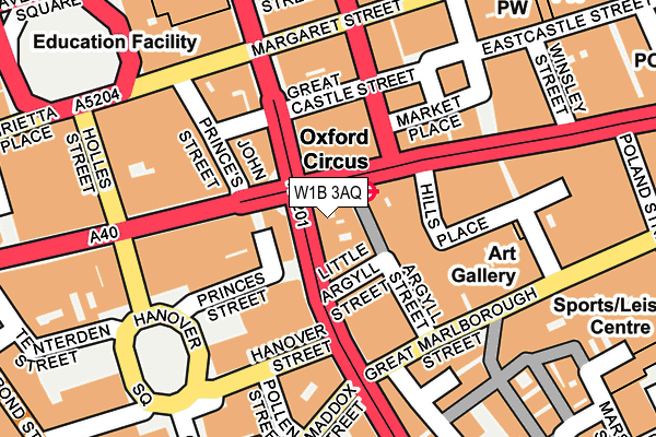 W1B 3AQ map - OS OpenMap – Local (Ordnance Survey)