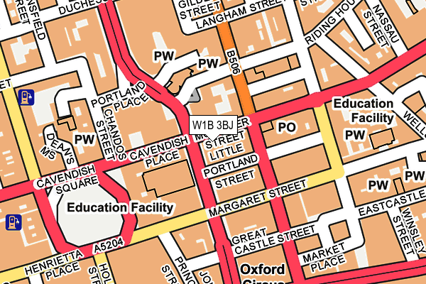 W1B 3BJ map - OS OpenMap – Local (Ordnance Survey)