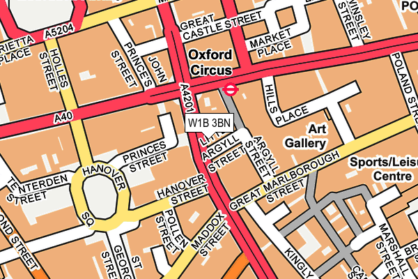 W1B 3BN map - OS OpenMap – Local (Ordnance Survey)