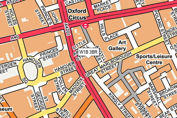W1B 3BR map - OS OpenMap – Local (Ordnance Survey)