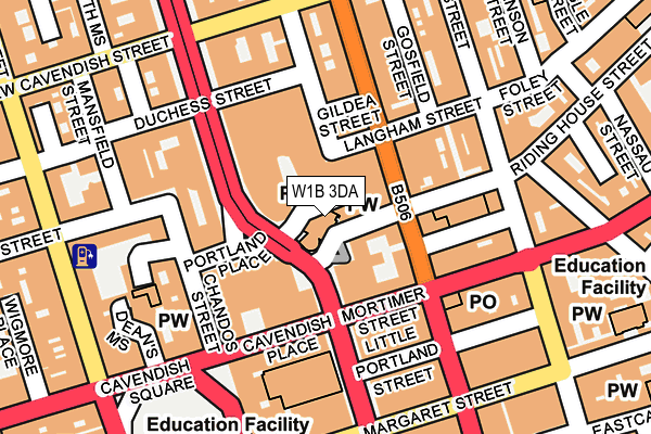 W1B 3DA map - OS OpenMap – Local (Ordnance Survey)