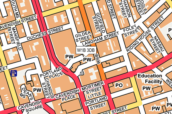 W1B 3DB map - OS OpenMap – Local (Ordnance Survey)