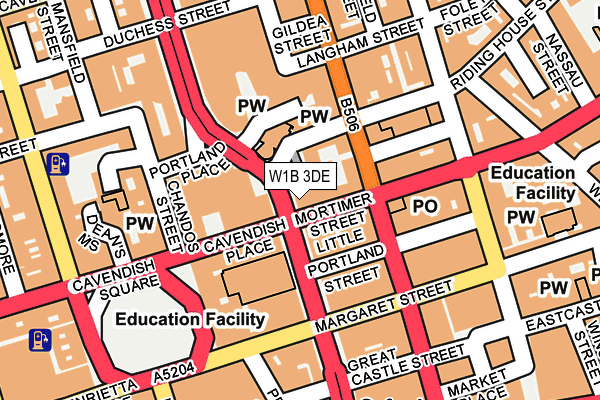 W1B 3DE map - OS OpenMap – Local (Ordnance Survey)