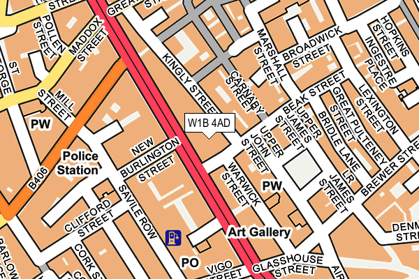 W1B 4AD map - OS OpenMap – Local (Ordnance Survey)