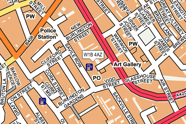 W1B 4AZ map - OS OpenMap – Local (Ordnance Survey)