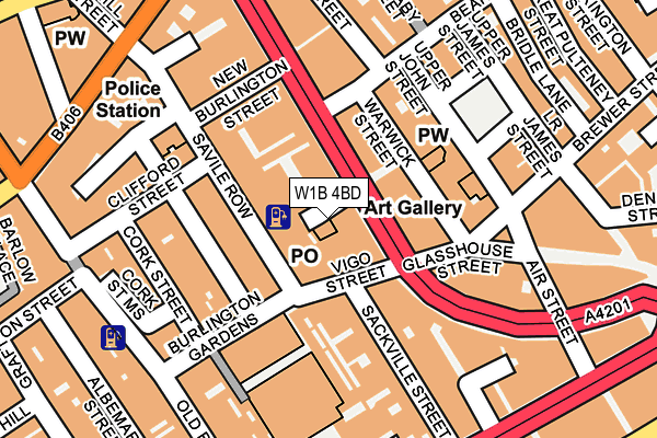 W1B 4BD map - OS OpenMap – Local (Ordnance Survey)