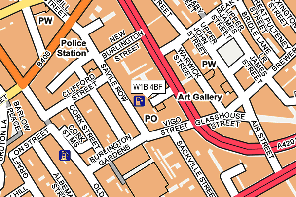 W1B 4BF map - OS OpenMap – Local (Ordnance Survey)