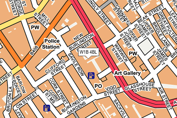 W1B 4BL map - OS OpenMap – Local (Ordnance Survey)