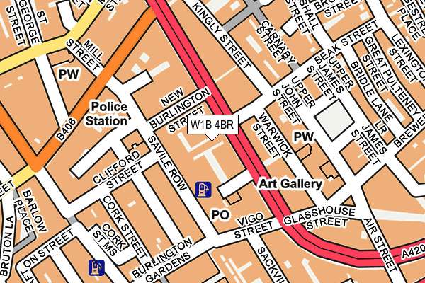 W1B 4BR map - OS OpenMap – Local (Ordnance Survey)