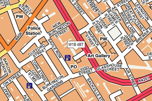 W1B 4BT map - OS OpenMap – Local (Ordnance Survey)