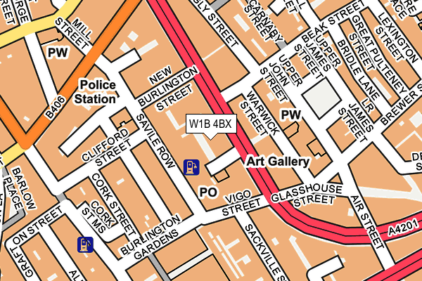 W1B 4BX map - OS OpenMap – Local (Ordnance Survey)