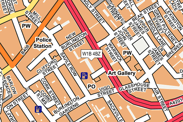 W1B 4BZ map - OS OpenMap – Local (Ordnance Survey)