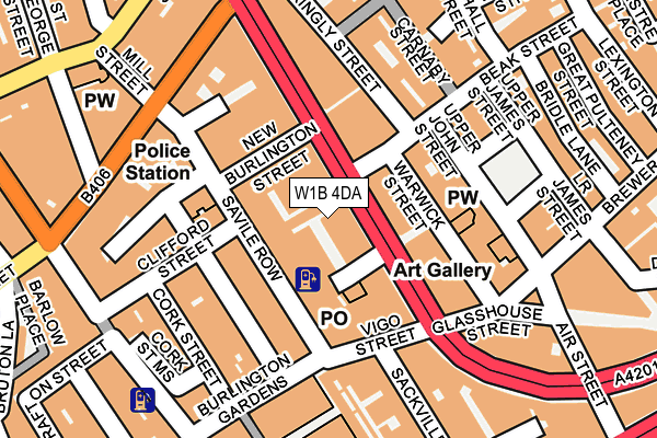 W1B 4DA map - OS OpenMap – Local (Ordnance Survey)