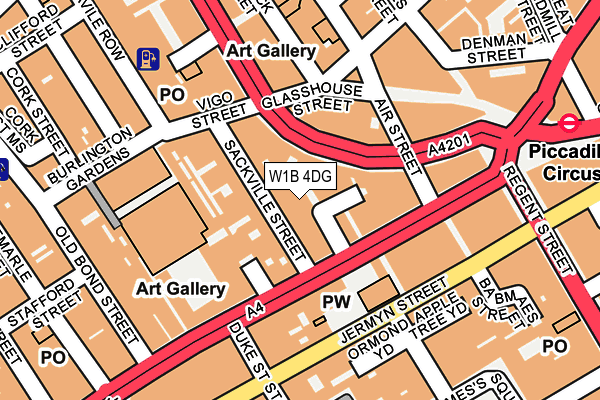 W1B 4DG map - OS OpenMap – Local (Ordnance Survey)