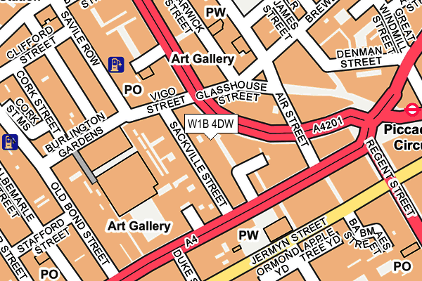 W1B 4DW map - OS OpenMap – Local (Ordnance Survey)