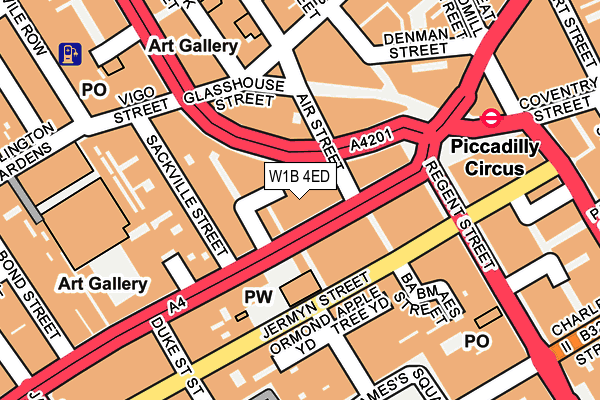 W1B 4ED map - OS OpenMap – Local (Ordnance Survey)