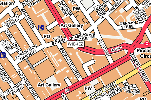 W1B 4EZ map - OS OpenMap – Local (Ordnance Survey)