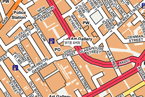 W1B 4HW map - OS OpenMap – Local (Ordnance Survey)