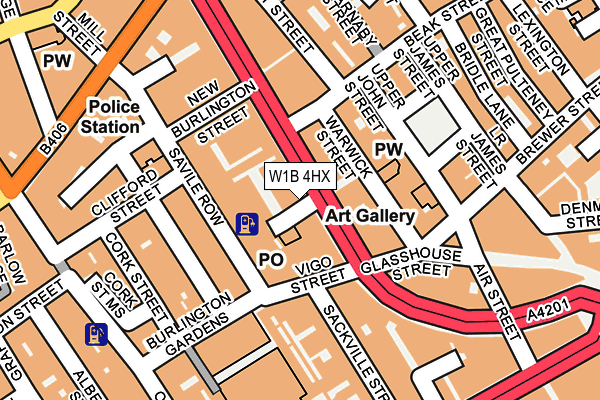 W1B 4HX map - OS OpenMap – Local (Ordnance Survey)