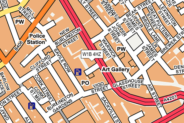 W1B 4HZ map - OS OpenMap – Local (Ordnance Survey)