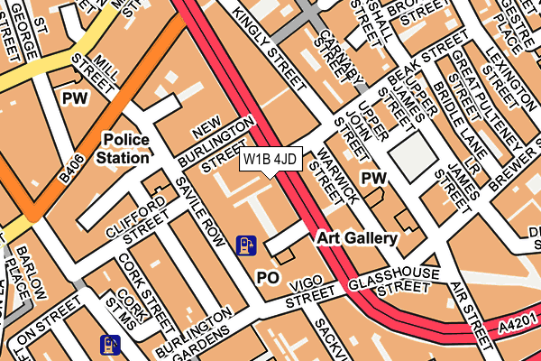 W1B 4JD map - OS OpenMap – Local (Ordnance Survey)