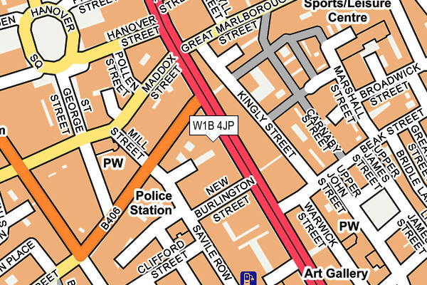 W1B 4JP map - OS OpenMap – Local (Ordnance Survey)