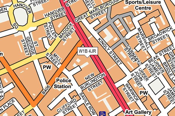 W1B 4JR map - OS OpenMap – Local (Ordnance Survey)