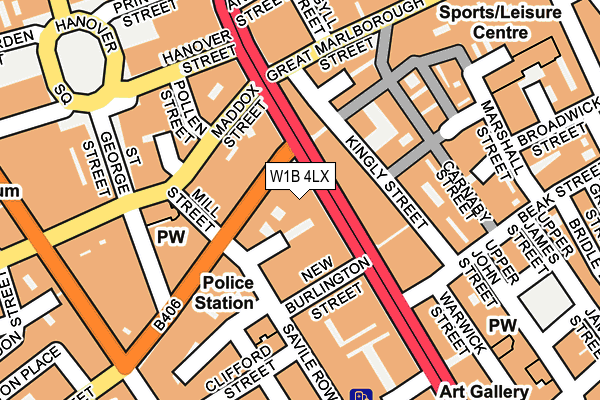 W1B 4LX map - OS OpenMap – Local (Ordnance Survey)