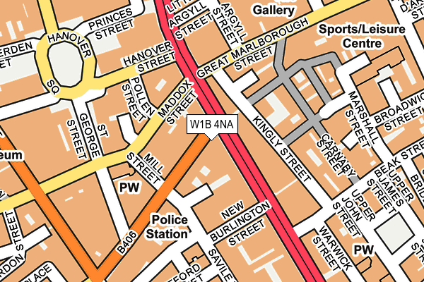 W1B 4NA map - OS OpenMap – Local (Ordnance Survey)