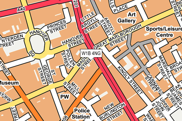 W1B 4NG map - OS OpenMap – Local (Ordnance Survey)