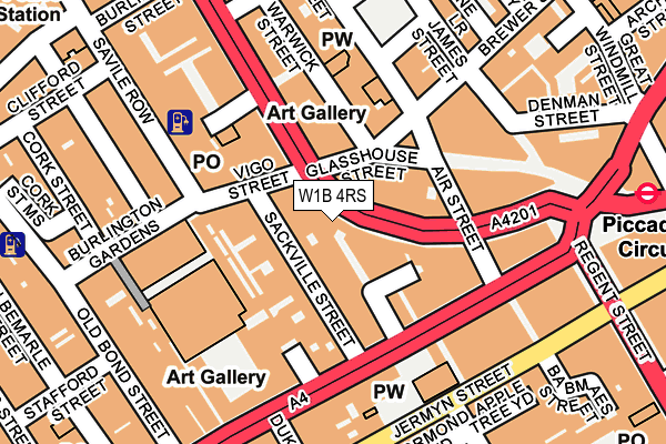 W1B 4RS map - OS OpenMap – Local (Ordnance Survey)