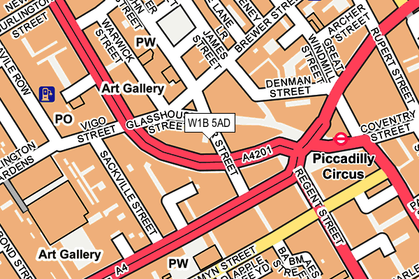 W1B 5AD map - OS OpenMap – Local (Ordnance Survey)