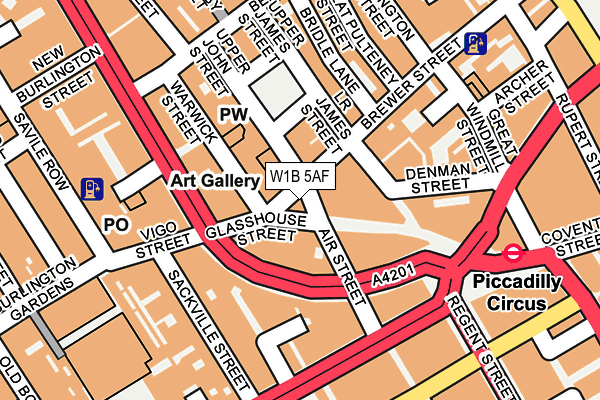 W1B 5AF map - OS OpenMap – Local (Ordnance Survey)