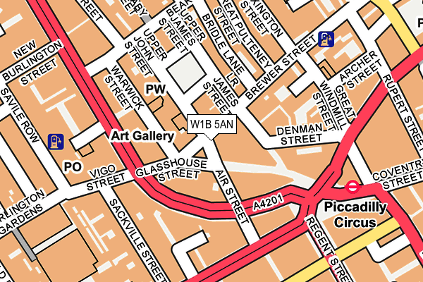 W1B 5AN map - OS OpenMap – Local (Ordnance Survey)