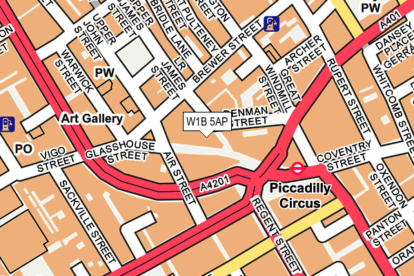 W1B 5AP map - OS OpenMap – Local (Ordnance Survey)