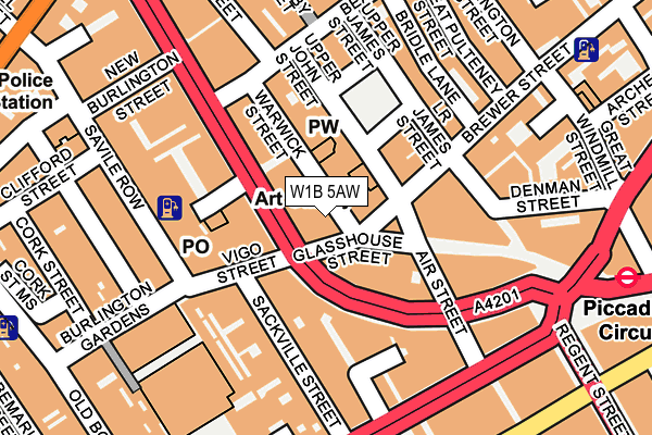 W1B 5AW map - OS OpenMap – Local (Ordnance Survey)