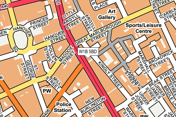 W1B 5BD map - OS OpenMap – Local (Ordnance Survey)