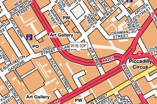 W1B 5DF map - OS OpenMap – Local (Ordnance Survey)