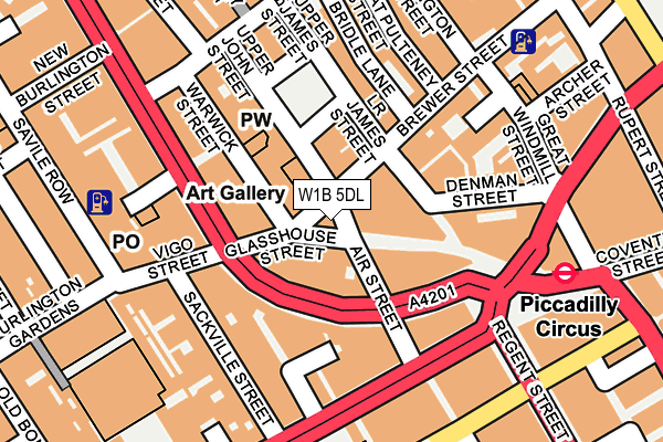 W1B 5DL map - OS OpenMap – Local (Ordnance Survey)