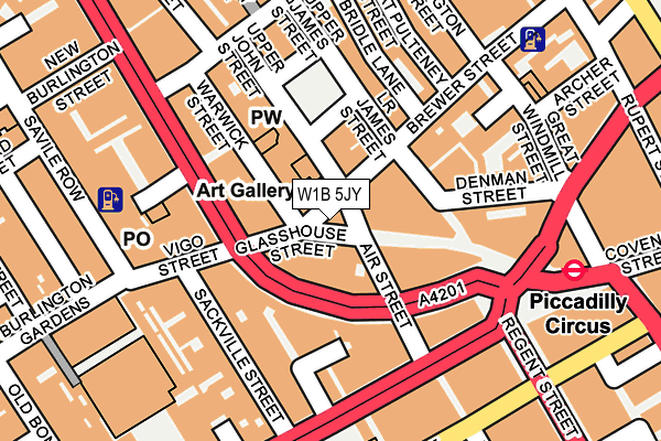 W1B 5JY map - OS OpenMap – Local (Ordnance Survey)